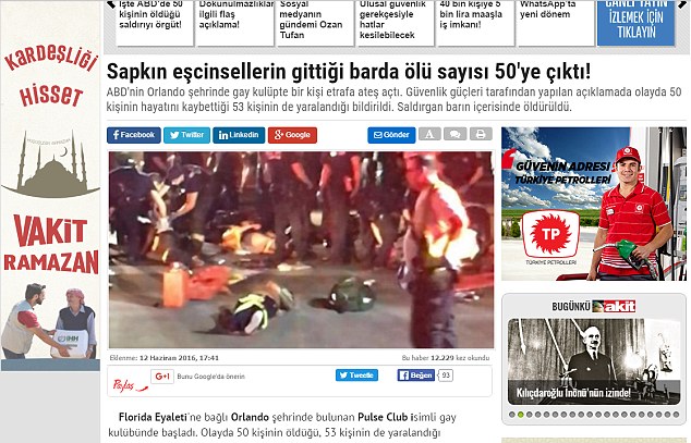 Sebut `50 Pelaku Seks Menyimpang Dibantai`, Koran Turki Dituding Homopobia